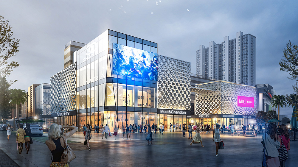 Multi-story Steel Structure Shopping Mall Hotel Prefabricated Office Building With Glass